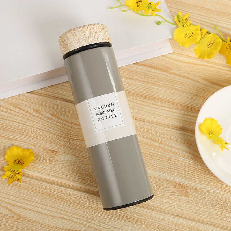 Retro Thermos Mug With Wood Lid