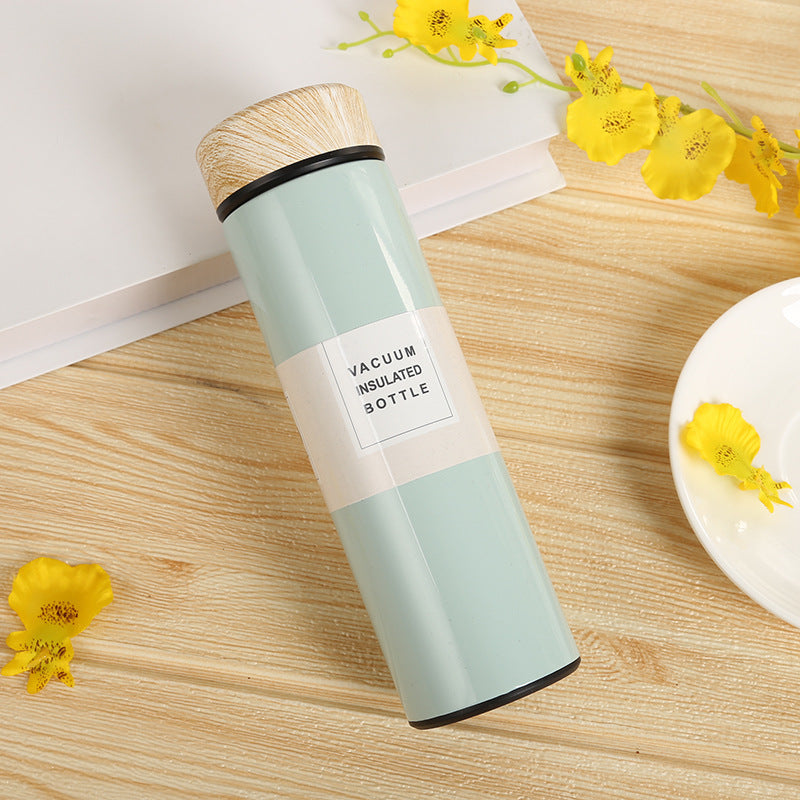 Retro Thermos Mug With Wood Lid