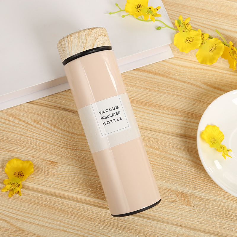 Retro Thermos Mug With Wood Lid