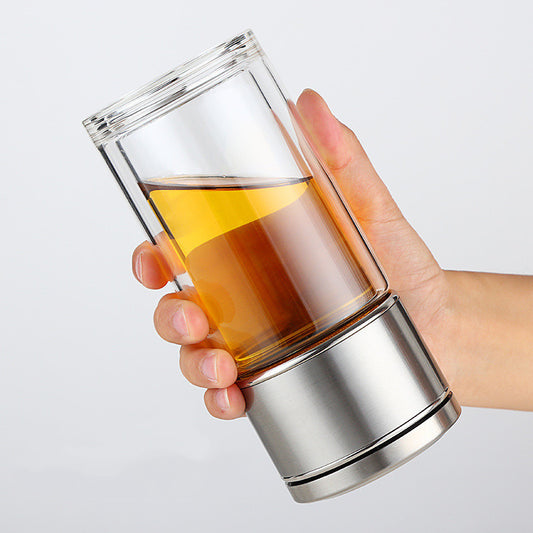 Intelligent Temperature Display Double Glass Tea Water Separation Cup