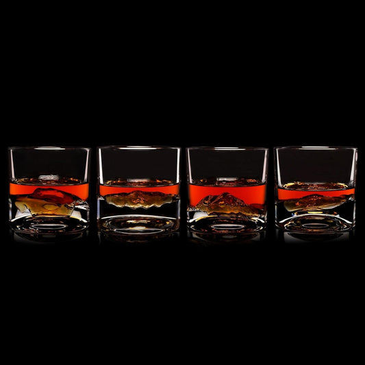 American Peaks Heavy Crystal Whiskey Glasses Gift Set of 4
