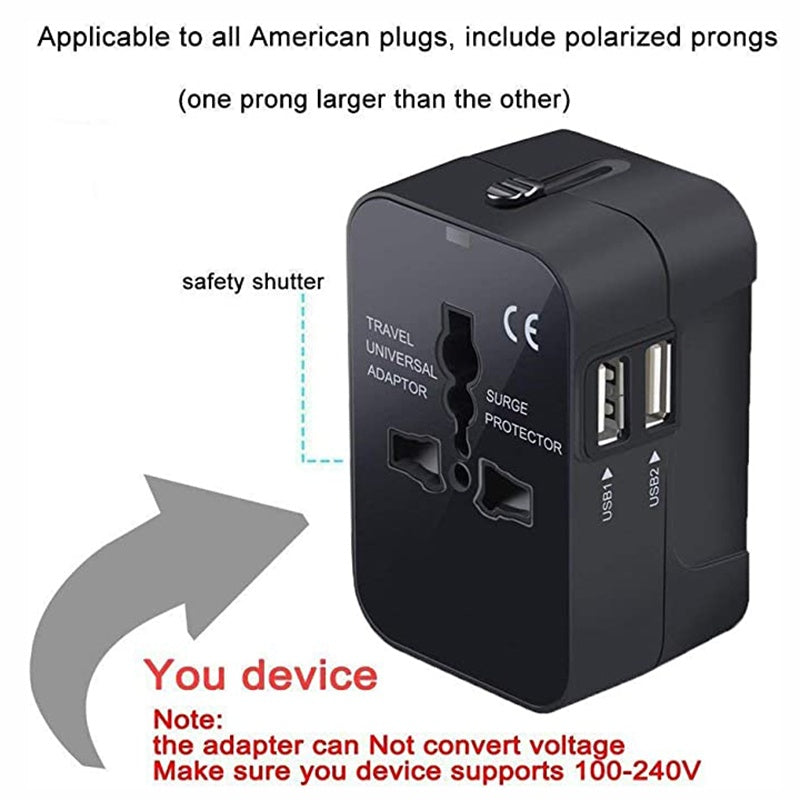 Travel Adapter With USB C, Universal